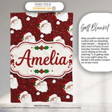 Santa Face Red Snow Background Christmas Seamless Pattern Lovely  Personalised Custom Name Super Soft Fleece Blanket Bed Sofa Throw