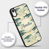 Beige Ocean Whale Seamless Pattern Soft Marine Custom Name Protective Phone Case Mobile Cover Durable Everyday Smartphone Shock Resistant