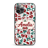 Festive Christmas Santa Gift Snowman Seamless Custom Name Protective Phone Case Mobile Cover Durable Everyday Smartphone Shock Resistant