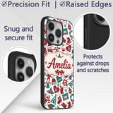 Festive Christmas Santa Gift Snowman Seamless Custom Name Protective Phone Case Mobile Cover Durable Everyday Smartphone Shock Resistant