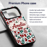 Festive Christmas Santa Gift Snowman Seamless Custom Name Protective Phone Case Mobile Cover Durable Everyday Smartphone Shock Resistant