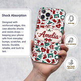Festive Christmas Santa Gift Snowman Seamless Custom Name Protective Phone Case Mobile Cover Durable Everyday Smartphone Shock Resistant