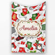 Christmas Stockings Gifts Candy Snowflake Seamless Pattern Lovely  Personalised Custom Name Super Soft Fleece Blanket Bed Sofa Throw