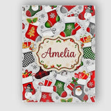 Personalised Name Christmas Stockings Gifts Custom  Bespoke Interior Contemporary Canvas Wall Art Print Decor Picture Ready to Hang