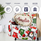 Christmas Stockings Gifts Candy Snowflake Seamless Pattern Lovely  Personalised Custom Name Super Soft Fleece Blanket Bed Sofa Throw