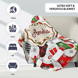 Christmas Stockings Gifts Candy Snowflake Seamless Pattern Lovely  Personalised Custom Name Super Soft Fleece Blanket Bed Sofa Throw
