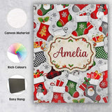 Personalised Name Christmas Stockings Gifts Custom  Bespoke Interior Contemporary Canvas Wall Art Print Decor Picture Ready to Hang