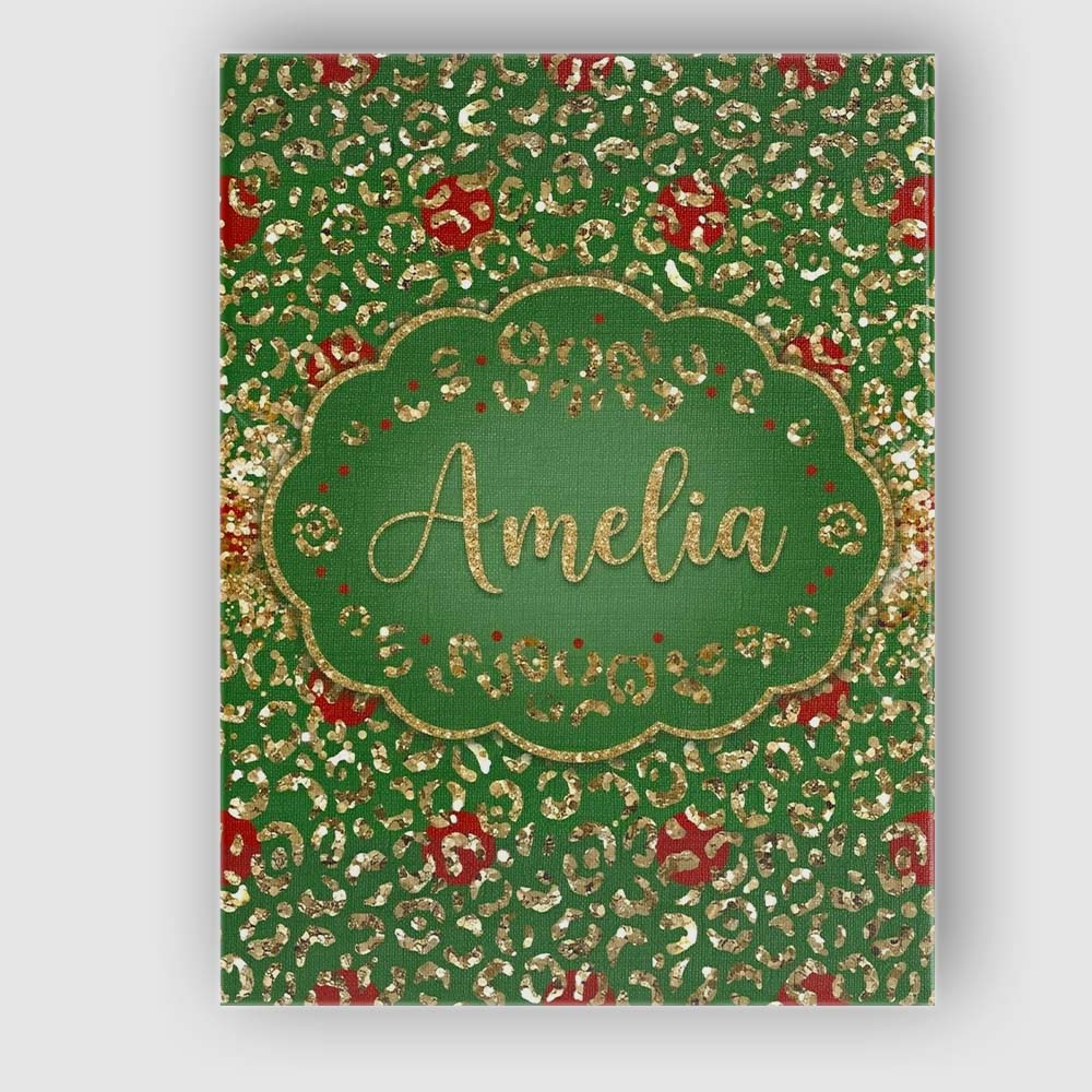 Personalised Name Festive Gold Leopard Custom  Modern Room Accent Elegant Feature Canvas Wall Art Print Decor Picture Ready to Hang