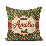 Custom Name Gold Leopard Print Glitter Christmas Seamless Lovely Square Filled Cushion Throw Pillow Sofa Bed Home Decor Zip Washable UK Made