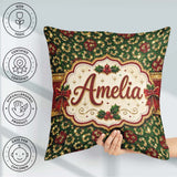 Custom Name Gold Leopard Print Glitter Christmas Seamless Lovely Square Filled Cushion Throw Pillow Sofa Bed Home Decor Zip Washable UK Made