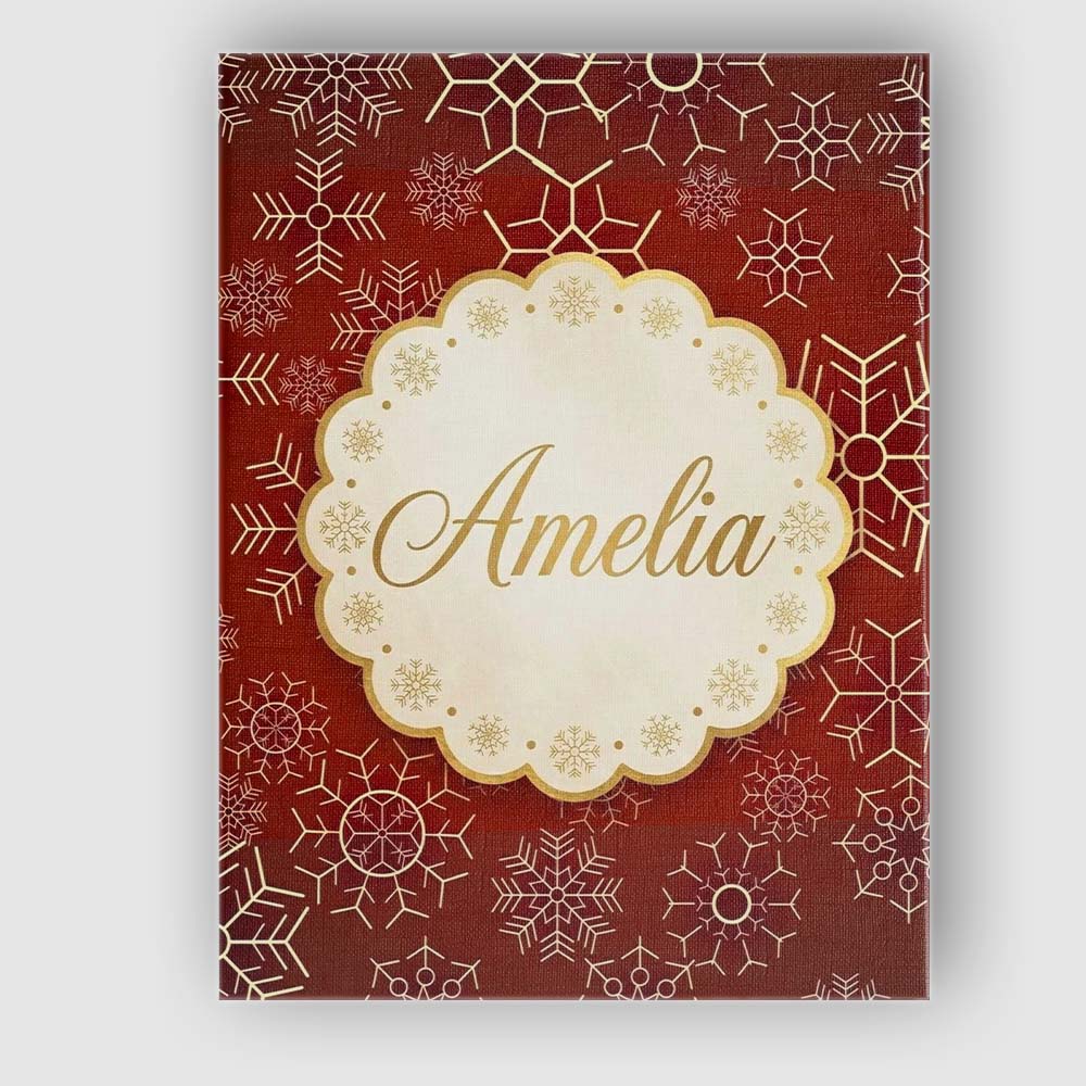 Personalised Name Elegant Gold Snowflake Custom  Interior Decorative Contemporary Canvas Wall Art Print Decor Picture Ready to Hang