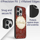 Elegant Gold Snowflake Red Background Christmas Custom Name Protective Phone Case Mobile Cover Durable Everyday Smartphone Shock Resistant
