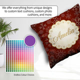 Custom Name Elegant Gold Snowflake Background Christmas Seamless Square Filled Cushion Throw Pillow Sofa Bed Home Decor Zip Washable UK Made