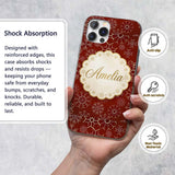 Elegant Gold Snowflake Red Background Christmas Custom Name Protective Phone Case Mobile Cover Durable Everyday Smartphone Shock Resistant