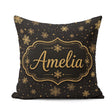 Custom Name Luxury Snowflake Black Background Christmas Seamless Square Filled Cushion Throw Pillow Sofa Bed Home Decor Zip Washable UK Made