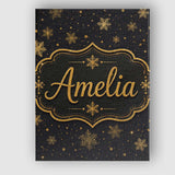 Personalised Name Luxury Gold Snowflake Custom  Modern Room Accent Elegant Feature Canvas Wall Art Print Decor Picture Ready to Hang