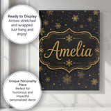 Personalised Name Luxury Gold Snowflake Custom  Modern Room Accent Elegant Feature Canvas Wall Art Print Decor Picture Ready to Hang