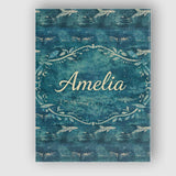 Personalised Name Dark Ocean Whale Seamless Pattern Deep Sea Marine Custom Canvas Wall Art Print Decor Picture Ready to Hang