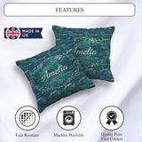 Custom Name Dark Ocean Whale Seamless Pattern Deep Marine Animal Square Filled Cushion Throw Pillow Sofa Bed Home Decor Zip Washable UK Made