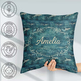 Custom Name Dark Ocean Whale Seamless Pattern Deep Marine Animal Square Filled Cushion Throw Pillow Sofa Bed Home Decor Zip Washable UK Made