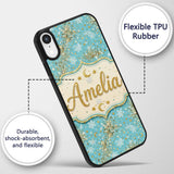 Light Blue Gold Snowflake Star Glitter Christmas Custom Name Protective Phone Case Mobile Cover Durable Everyday Smartphone Shock Resistant