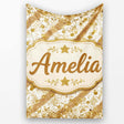Gold Glitter Damask Stripe Elegant Seamless Pattern Cute Unique Gift  Personalised Custom Name Super Soft Fleece Blanket Bed Sofa Throw