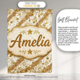 Gold Glitter Damask Stripe Elegant Seamless Pattern Cute Unique Gift  Personalised Custom Name Super Soft Fleece Blanket Bed Sofa Throw