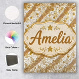 Personalised Name Gold Glitter Damask Custom Modern Room Accent Creative Decorator Style Canvas Wall Art Print Decor Picture Ready to Hang