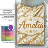 Gold Glitter Damask Stripe Elegant Seamless Pattern Cute Unique Gift  Personalised Custom Name Super Soft Fleece Blanket Bed Sofa Throw