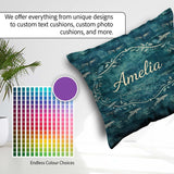 Custom Name Dark Ocean Whale Seamless Pattern Deep Marine Animal Square Filled Cushion Throw Pillow Sofa Bed Home Decor Zip Washable UK Made