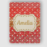 Personalised Name Red Gold Chevron Leopard Custom  Unique Gift Idea Elegant Feature Canvas Wall Art Print Decor Picture Ready to Hang