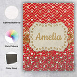 Personalised Name Red Gold Chevron Leopard Custom  Unique Gift Idea Elegant Feature Canvas Wall Art Print Decor Picture Ready to Hang