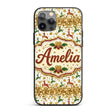 Festive Reindeer Heart Gold Glitter Christmas Custom Name Protective Phone Case Mobile Cover Durable Everyday Smartphone Shock Resistant