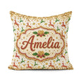 Custom Name Festive Reindeer Heart Gold Glitter Seamless Pattern Square Filled Cushion Throw Pillow Sofa Bed Home Decor Zip Washable UK Made