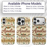 Festive Reindeer Heart Gold Glitter Christmas Custom Name Protective Phone Case Mobile Cover Durable Everyday Smartphone Shock Resistant