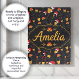 Personalised Name Festive Champagne Glass Custom  Unique Gift Idea Elegant Feature Canvas Wall Art Print Decor Picture Ready to Hang
