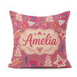 Custom Name Watercolor Christmas Cookies Candy Festive Seamless Square Filled Cushion Throw Pillow Sofa Bed Home Decor Zip Washable UK Made