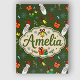 Personalised Name Cute Santa Gifts Champagne Custom Bespoke  Contemporary Display Canvas Wall Art Print Decor Picture Ready to Hang