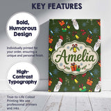Personalised Name Cute Santa Gifts Champagne Custom Bespoke  Contemporary Display Canvas Wall Art Print Decor Picture Ready to Hang