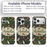 Cute Santa Gifts Champagne Christmas Seamless Custom Name Protective Phone Case Mobile Cover Durable Everyday Smartphone Shock Resistant
