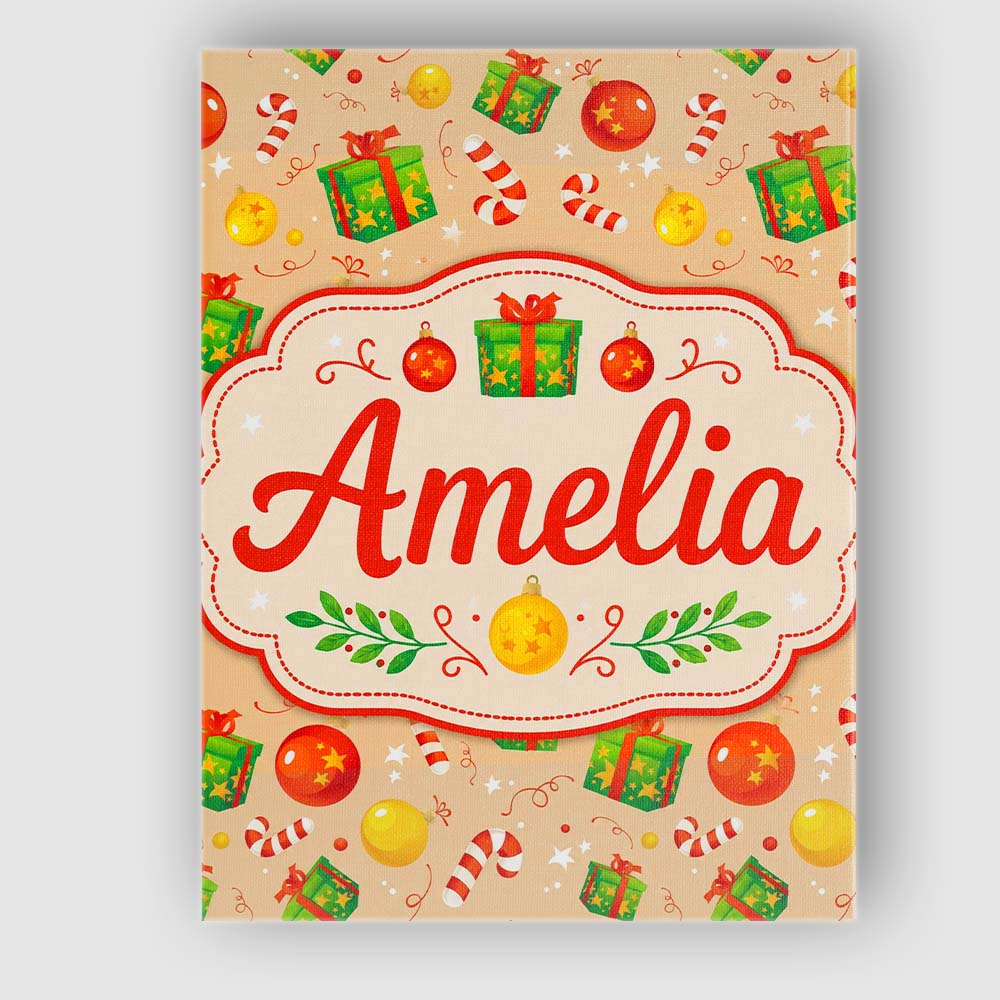Personalised Name Christmas Gifts Candy Custom  Modern Room Accent Elegant Feature Canvas Wall Art Print Decor Picture Ready to Hang