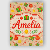 Personalised Name Christmas Gifts Candy Custom  Modern Room Accent Elegant Feature Canvas Wall Art Print Decor Picture Ready to Hang