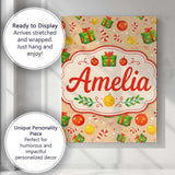 Personalised Name Christmas Gifts Candy Custom  Modern Room Accent Elegant Feature Canvas Wall Art Print Decor Picture Ready to Hang