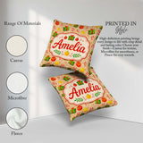 Custom Name Christmas Gifts Candy Cane Baubles Festive Seamless Square Filled Cushion Throw Pillow Sofa Bed Home Decor Zip Washable UK Made