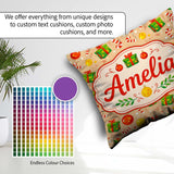 Custom Name Christmas Gifts Candy Cane Baubles Festive Seamless Square Filled Cushion Throw Pillow Sofa Bed Home Decor Zip Washable UK Made