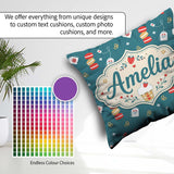 Custom Name Cute Tea Dessert Strawberry Macaron Seamless Pattern Square Filled Cushion Throw Pillow Sofa Bed Home Decor Zip Washable UK Made