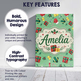 Personalised Name Christmas Gifts Candy Custom  Modern Room Accent Elegant Feature Canvas Wall Art Print Decor Picture Ready to Hang