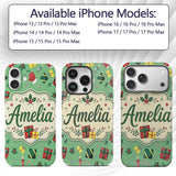Christmas Gifts Candy Cane Holly Mitten Seamless Custom Name Protective Phone Case Mobile Cover Durable Everyday Smartphone Shock Resistant