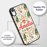 Watercolor Christmas Tree Cookie Candy Festive Custom Name Protective Phone Case Mobile Cover Durable Everyday Smartphone Shock Resistant
