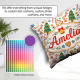 Custom Name Christmas Tree Cookie Candy Festive Seamless Pattern Square Filled Cushion Throw Pillow Sofa Bed Home Decor Zip Washable UK Made
